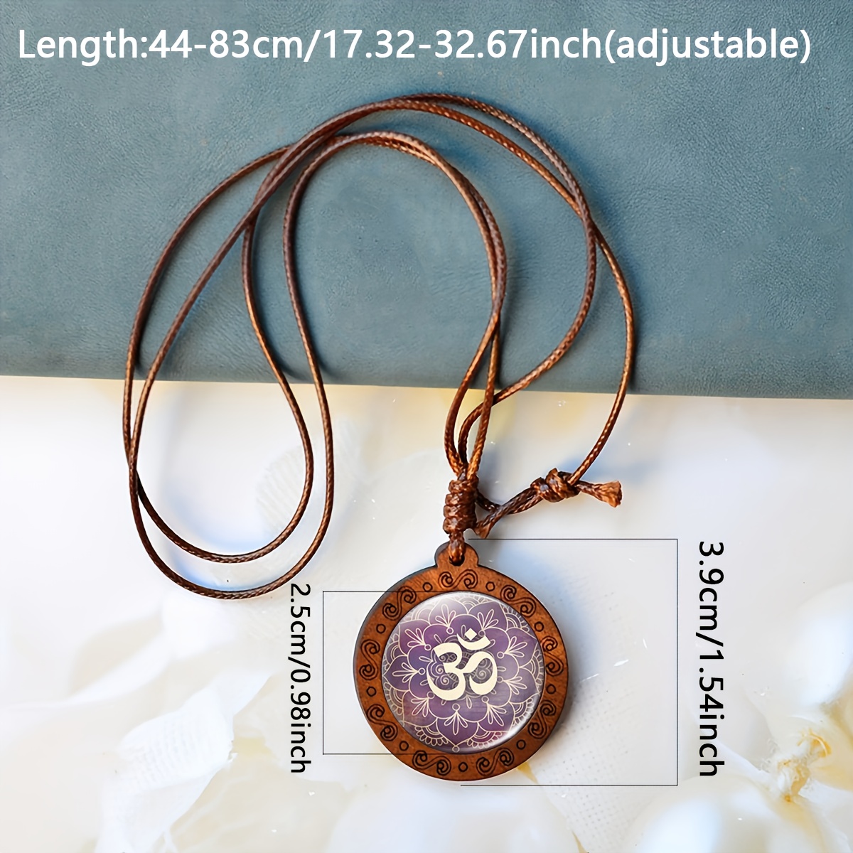 Handcrafted Wooden Necklace Pendant, Round Design